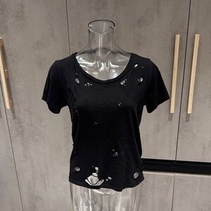 Stylish Black Distressed Women's Tee